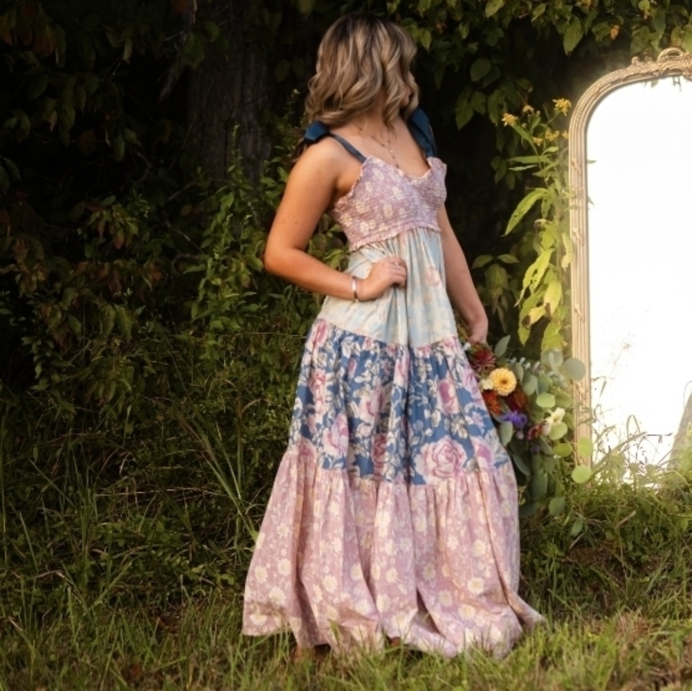 Free People Dress in Blue and Pink Floral